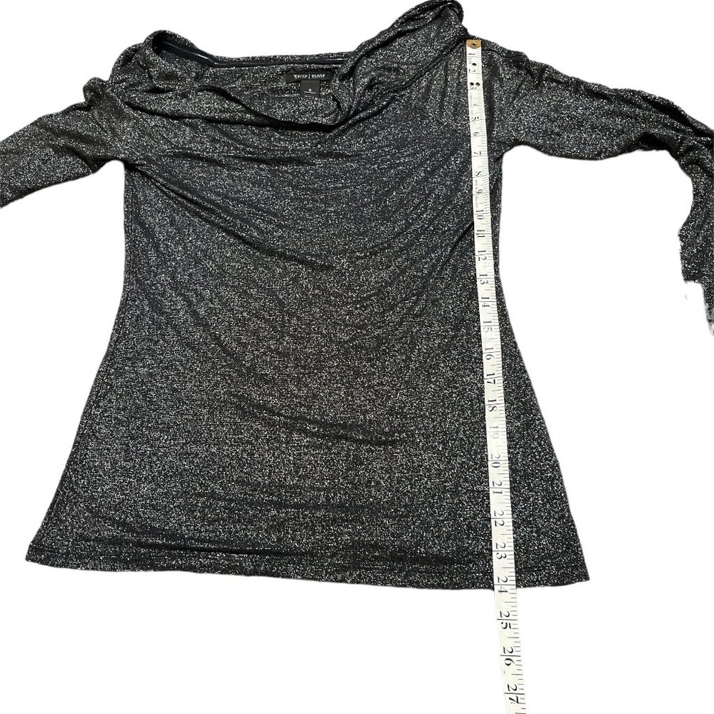 WHITE HOUSE BLACK MARKET Off Shoulder Blouse Top Sz S Shimmery Cuff Detail - Picture 10 of 13